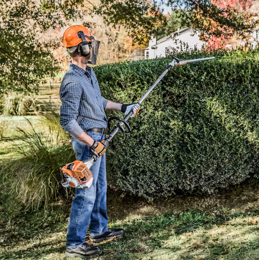 STIHL HL-KM 145° adjustable hedge trimmer attachment provides excellent, flexible cutting performance