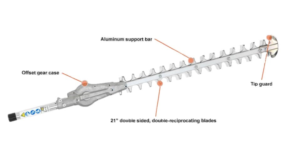 Echo Mid-Reach Hedge Trimmer Attachment Diagram with Breakdown