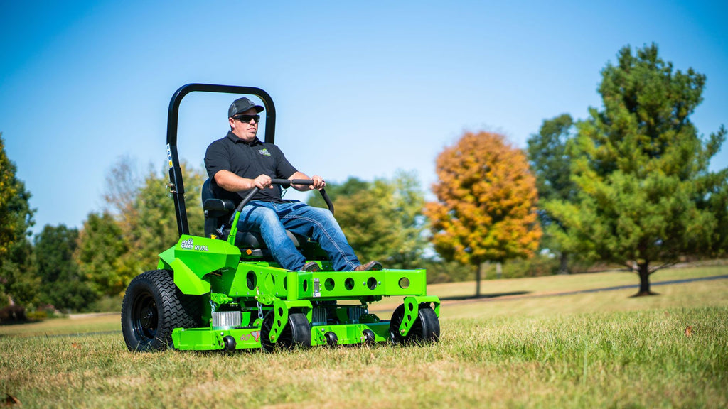 Operator Cutting with The Mean Green Rival-60 Zero Turn Mower