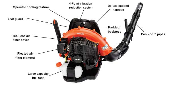 ECHO PB580H backpack blower with specs