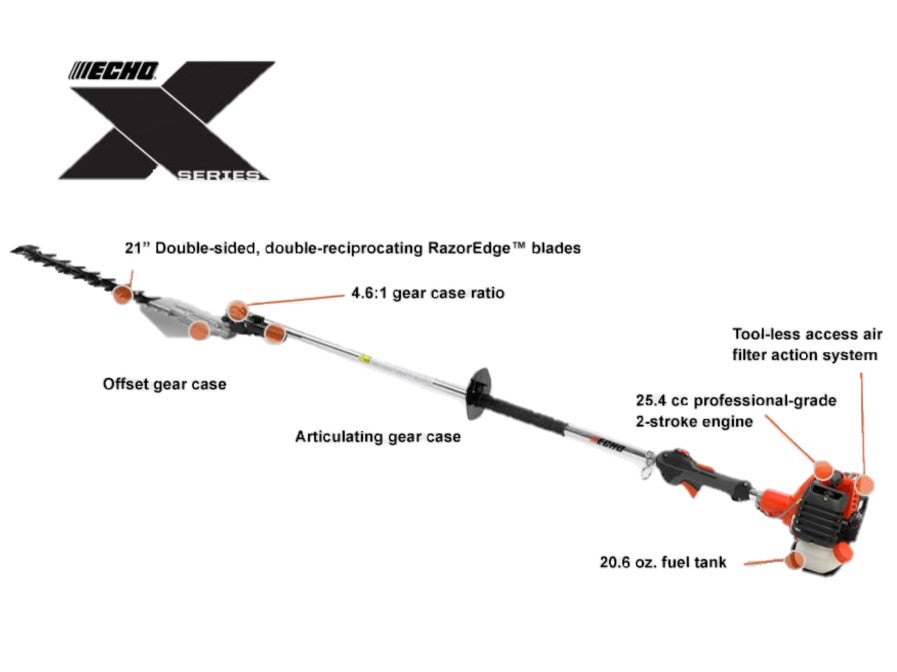 The ECHO HCA-2620 20" Articulating Hedge Trimmer features a multitude of quality of life changes to increase the longevity of the tools life