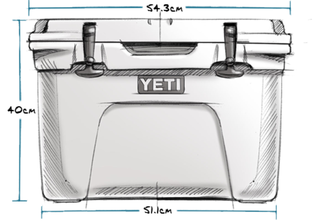 Desert Tan YETI Tundra 35 Hard Cooler - Dimensions