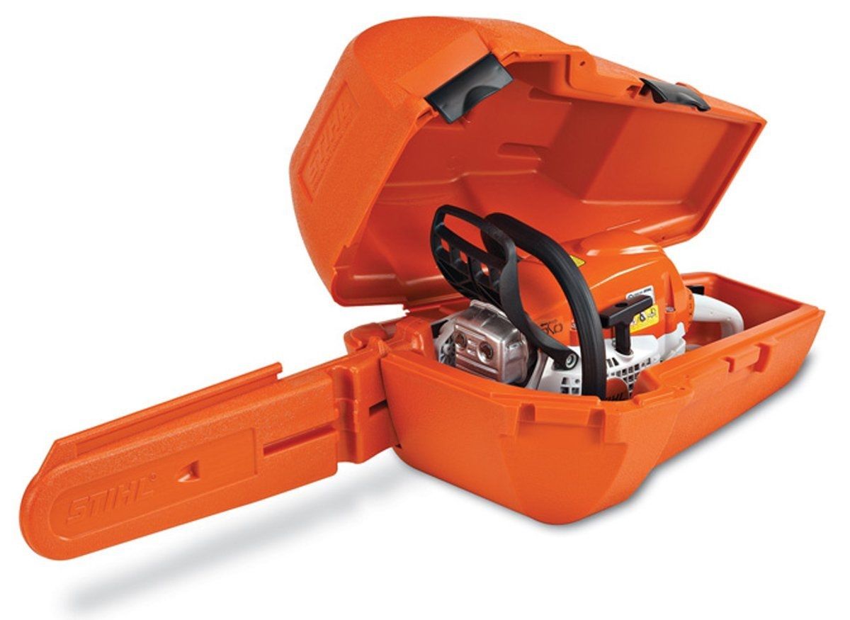 STIHL Woodsman Chainsaw Carrying Case - shown open with saw. 