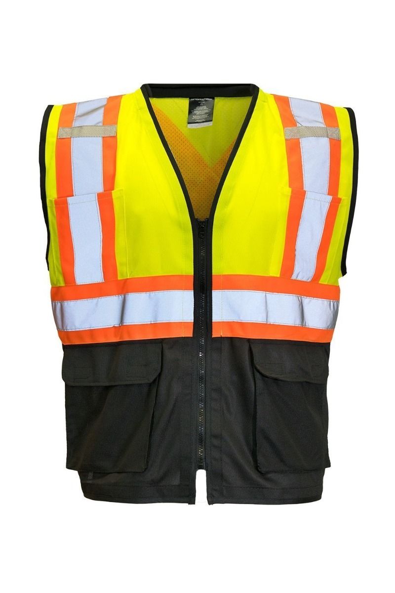 Hi Vis Traffic Safety Vest with Zipper Front (Lime)