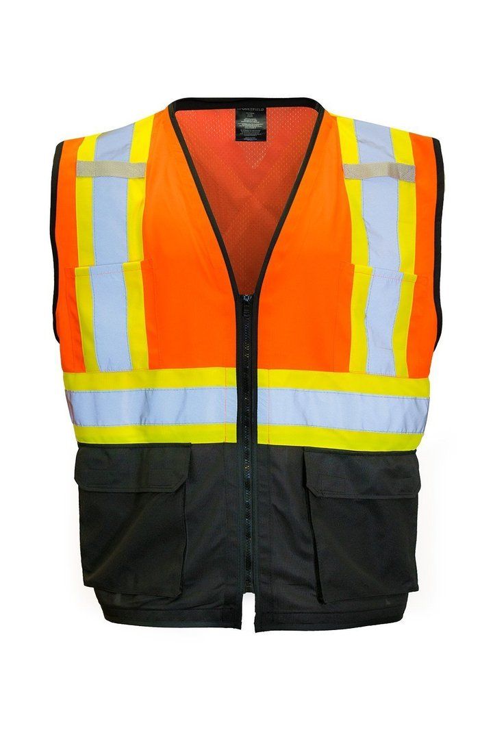 Hi Vis Traffic Safety Vest with Zipper Front (Orange)