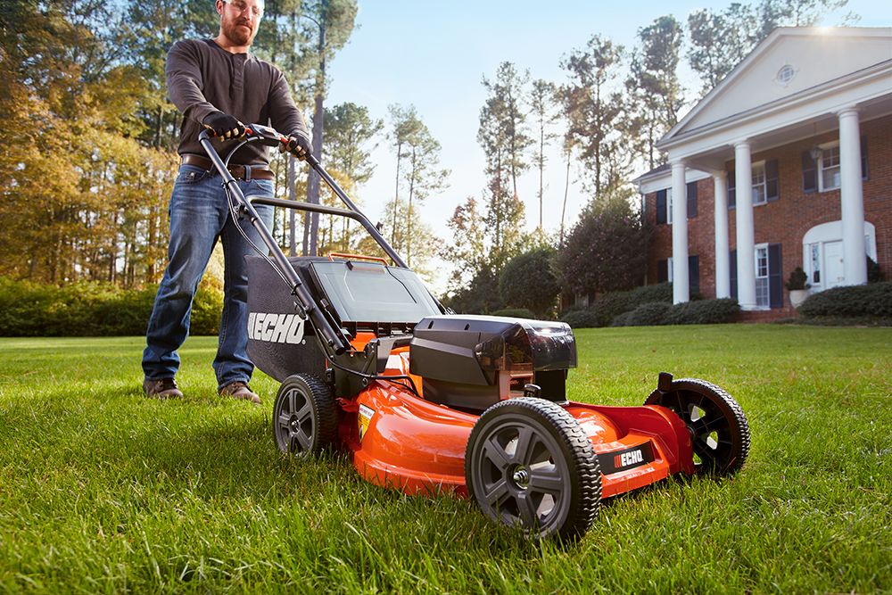 ECHO 58V Lawn Mower with 4AH Battery & Charger In Action