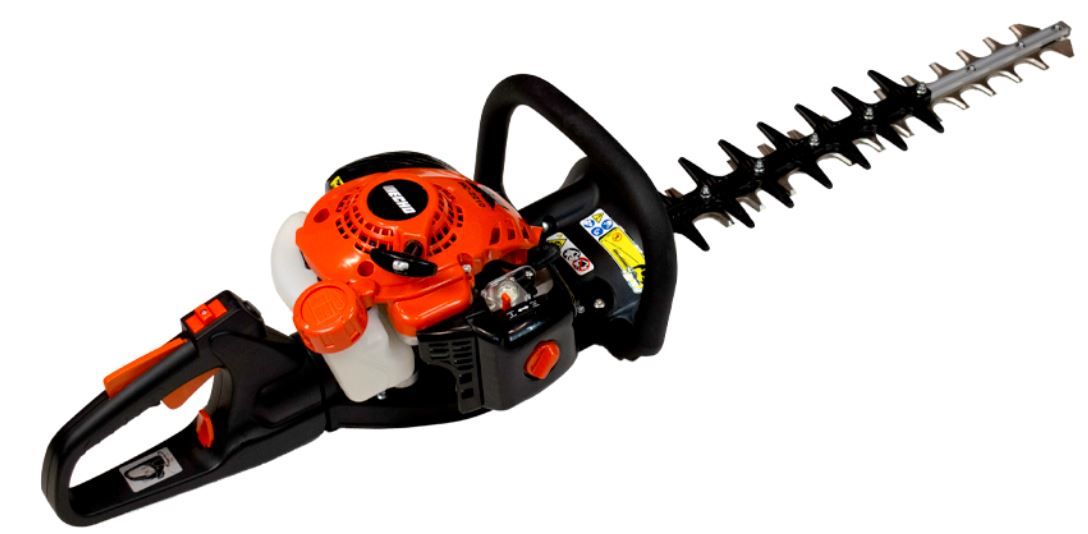 ECHO HC-2210 gas powered 21.2cc hedge trimmer with 22" double-sided, double reciprocating blades.