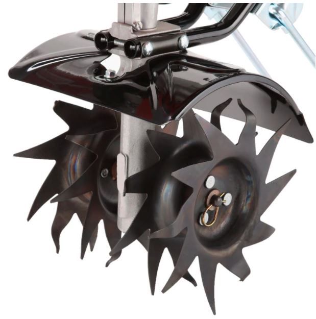 ECHO TC-210 Four, 10-tooth reversible, hardened-steel tines feature a lifetime warranty and provide smooth tilling action for up to 9" wide furrows