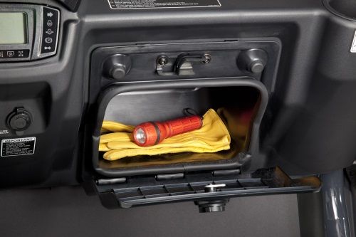 A large glove box on the passenger side provides fast access to critical tools and personal effects