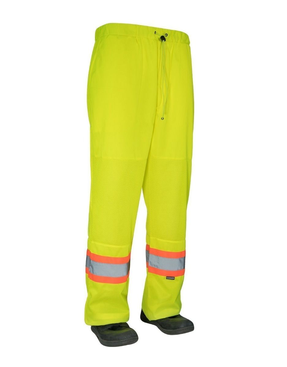 Hi Vis Safety Tricot Traffic Pants with Vented Legs (Lime)