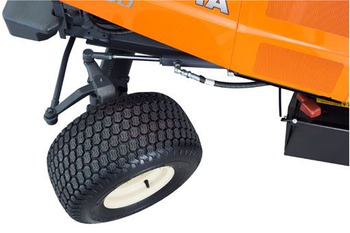 Large Tires w/wide Tread - Provides greater stability and maneuverability on slopes, better flotation and less ground compaction.