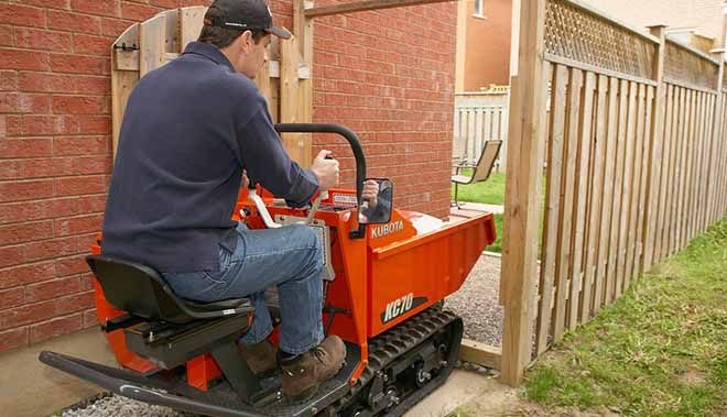 Kubota KC70 squeezes through even the smallest of openings with an overall width of 34 inches