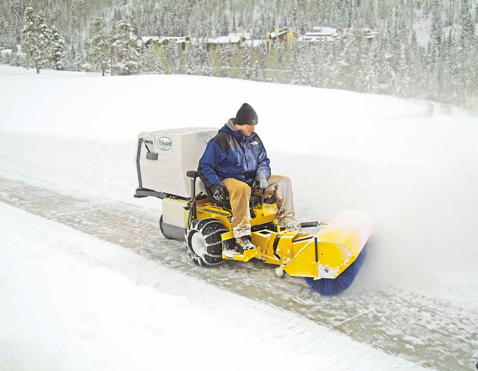 Ideal for sweeping light snow on hard surfaces