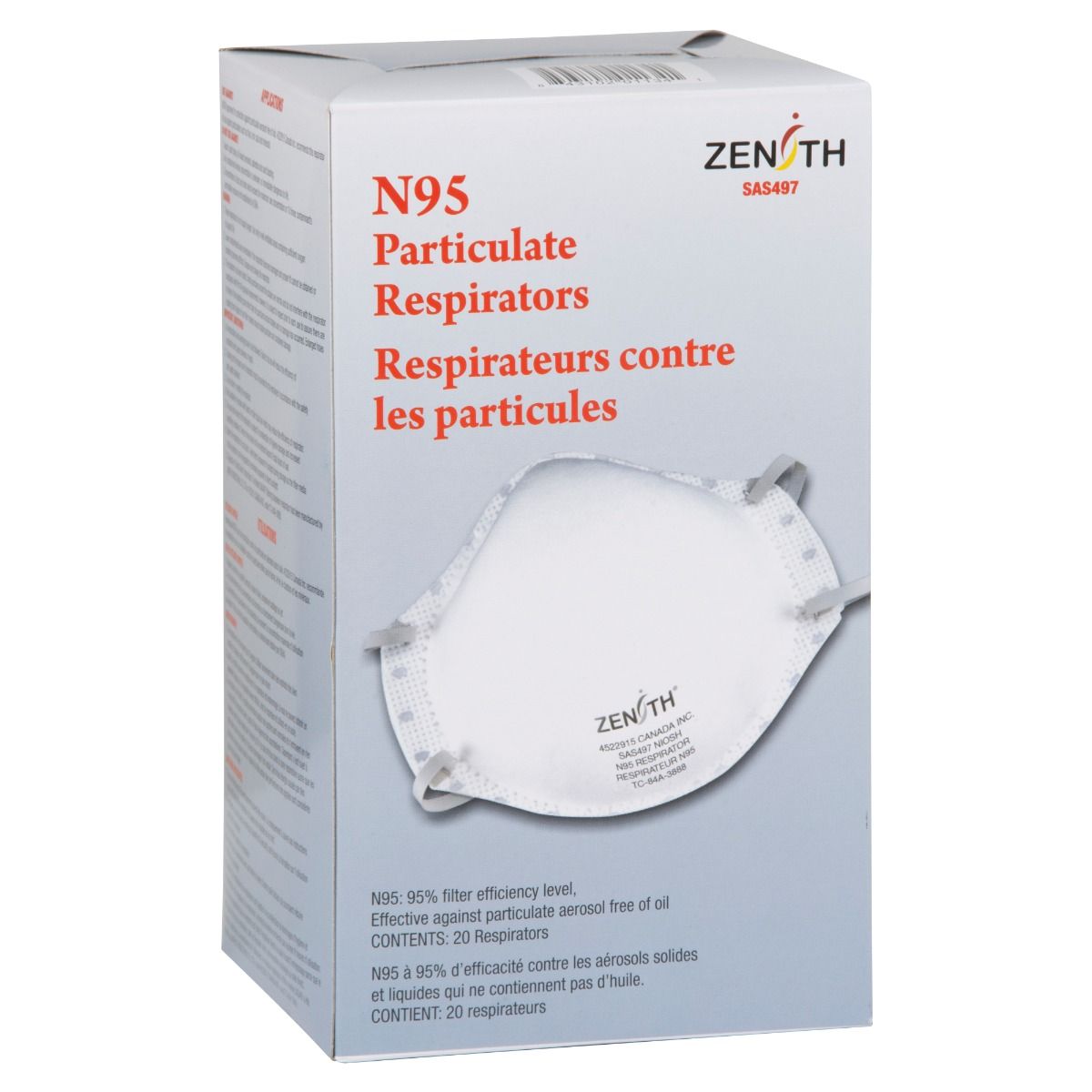 Zenith N95 Particulate Respirators Box of 20
