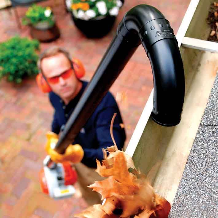 Add the Blower Gutter Kit onto your blower to clean eaves troughs quickly and easily!