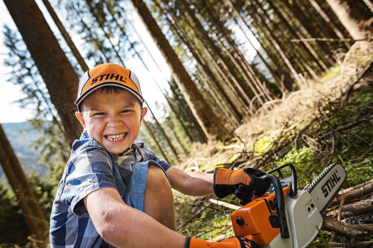 STIHL toy chainsaw is perfect for kids! It makes realistic sounds.