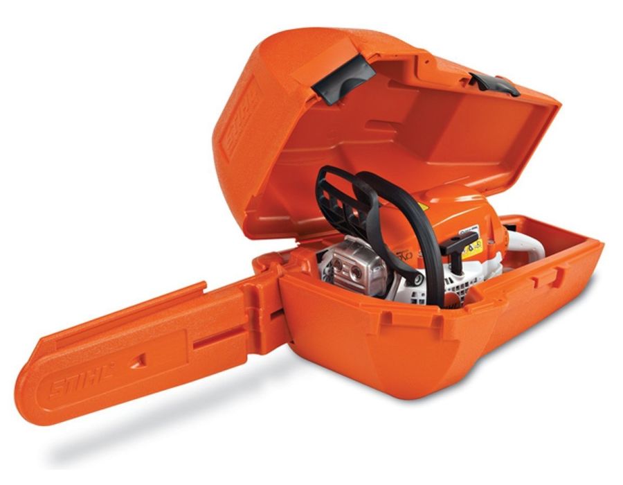 STIHL Woodsman Chainsaw Carrying Case - shown open with saw. 