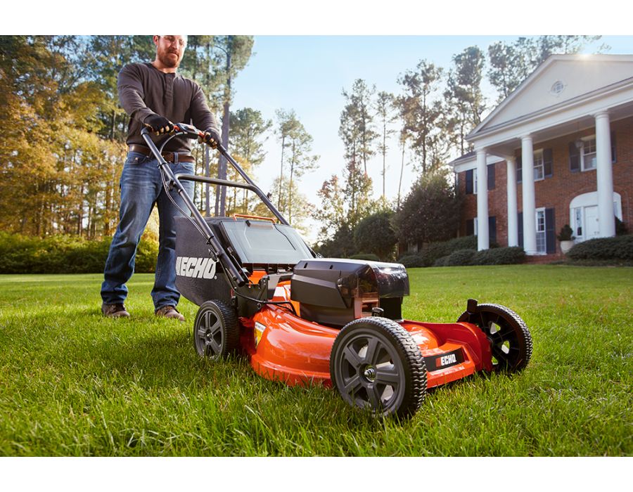 ECHO 58V Lawn Mower Bare Tool (No Battery or Charger) In Action