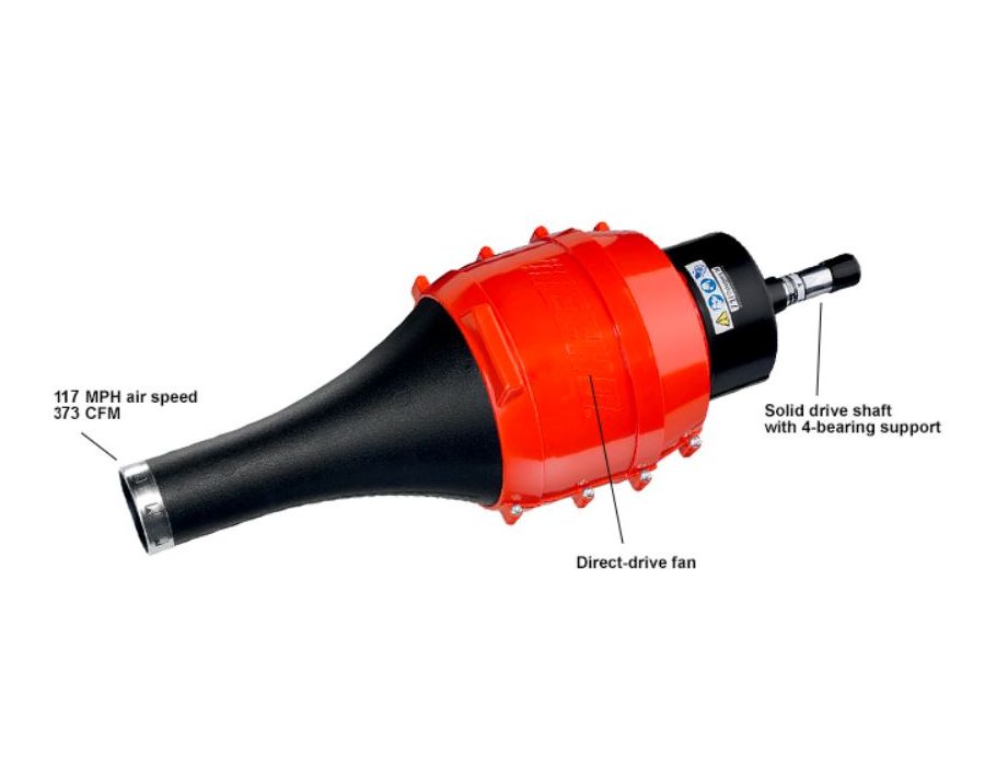 ECHO blower attachment with specs. Compatible with PAS-225, PAS-230, PAS-266, PAS-280 and PAS-2620