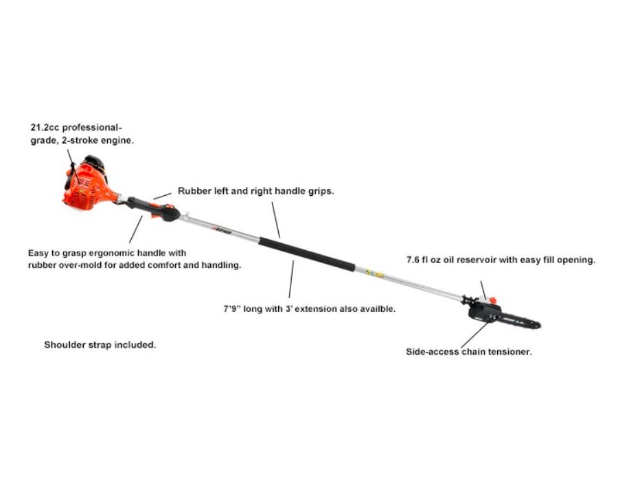 ECHO PPF-225 21.2cc Power Pruner with fixed shaft. Specs shown