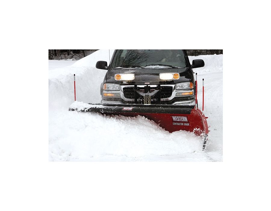 Built for heavy-duty commercial and light municipal snow plowing, the powder-coated steel PRO PLUS blade is a full 31½” tall