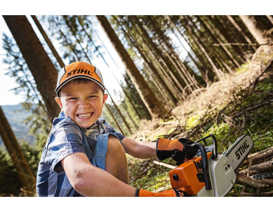 STIHL toy chainsaw is perfect for kids! It makes realistic sounds.