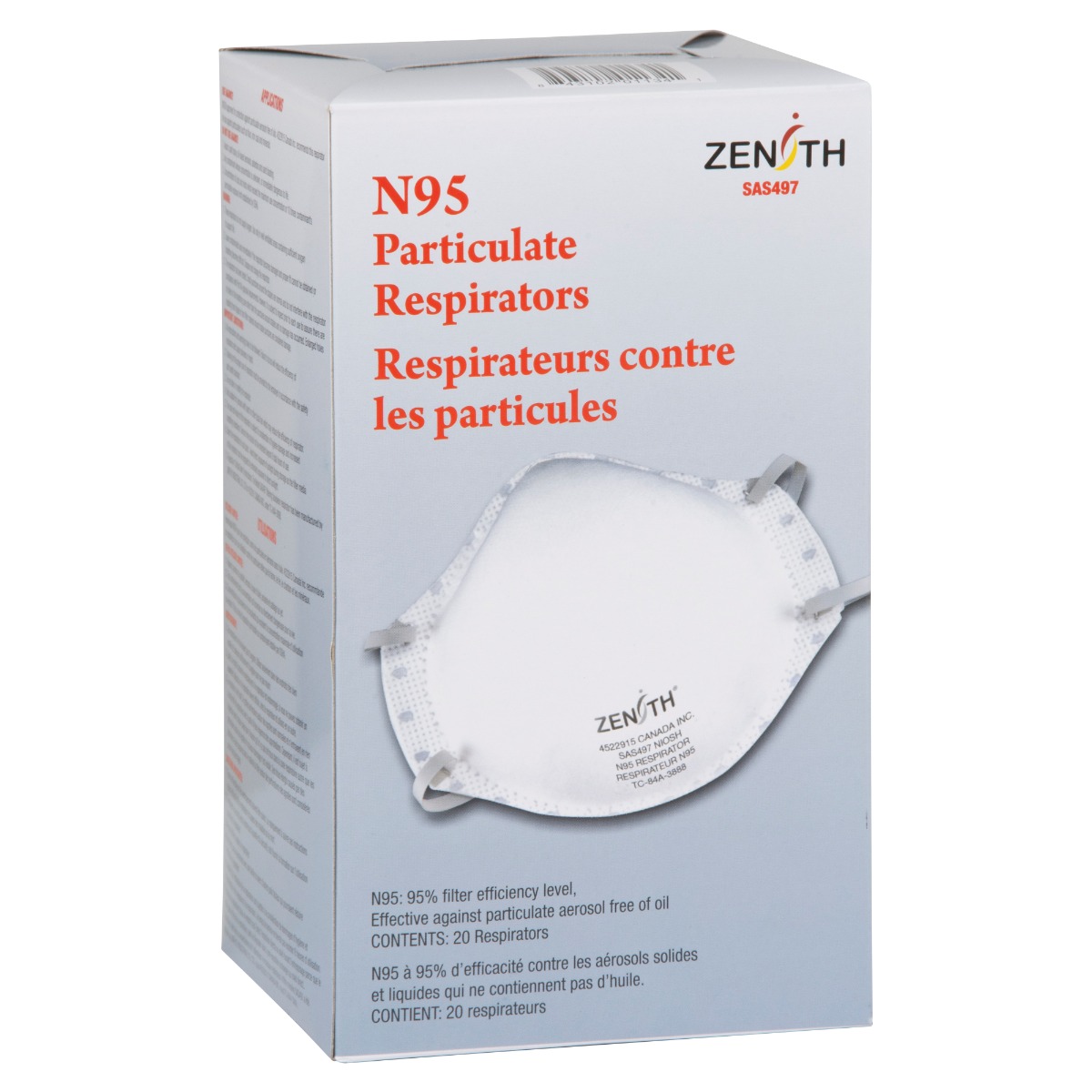 Zenith N95 Particulate Respirators 20 Count